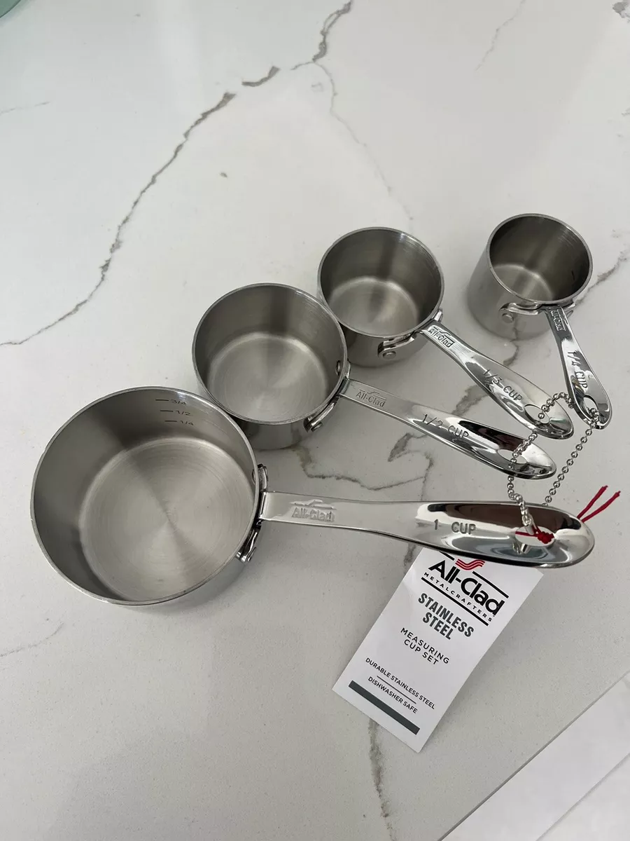 New with tags All-Clad Measuring Cups Set of 4 Stainless Steel