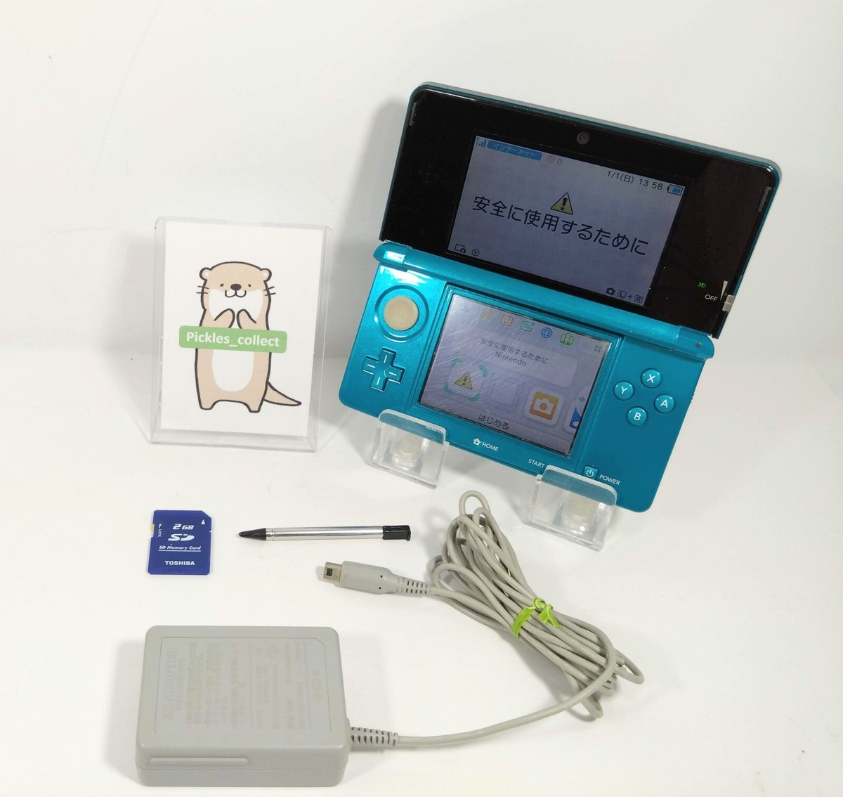 3DS Aqua Blue CTR-001 w/Charger Language Japanese Tested