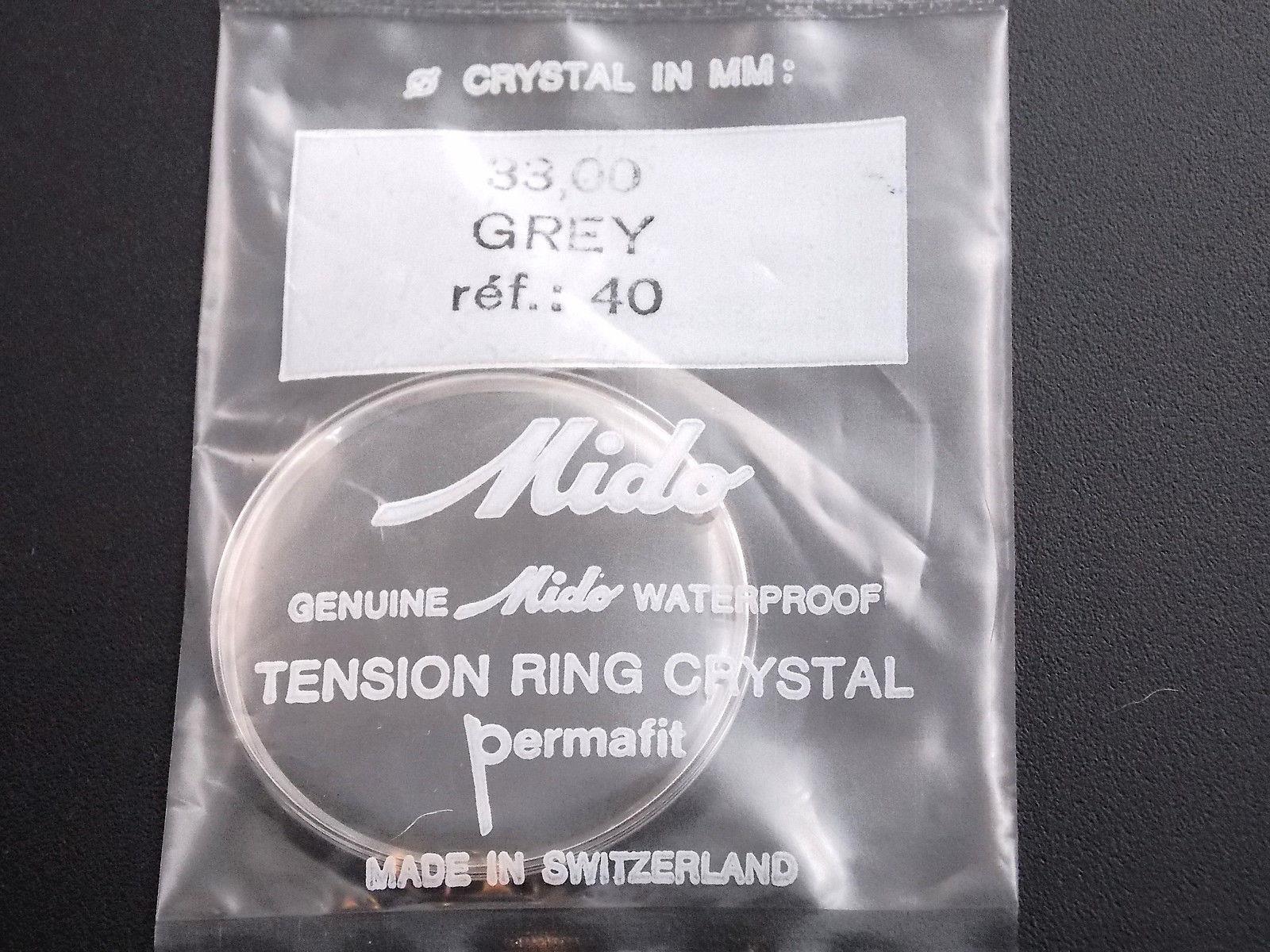 Mido Vintage 33mm Watch Crystal Waterproof Permafit Grey Tension