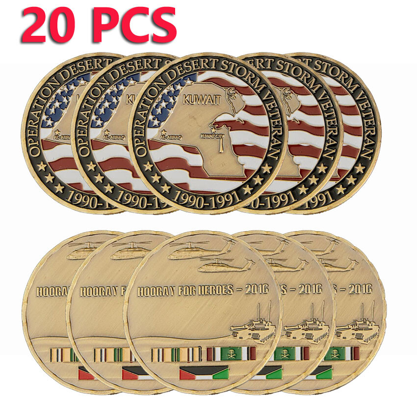20PCS Hooray For Heroes Challenge Coin Veteran 1990-1991 Operation Desert Storm