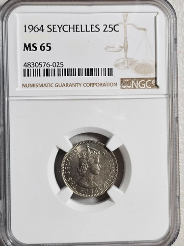 Seychelles 25 Cents 1964 NGC MS 65