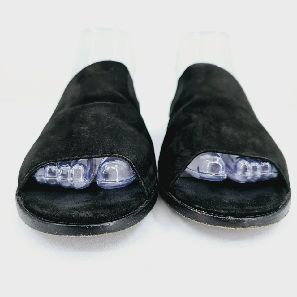 Mules planos sin cordones Eileen Fisher 8,5 cuero nobuck negro punta abierta suave cómodo Foto 4 de 4