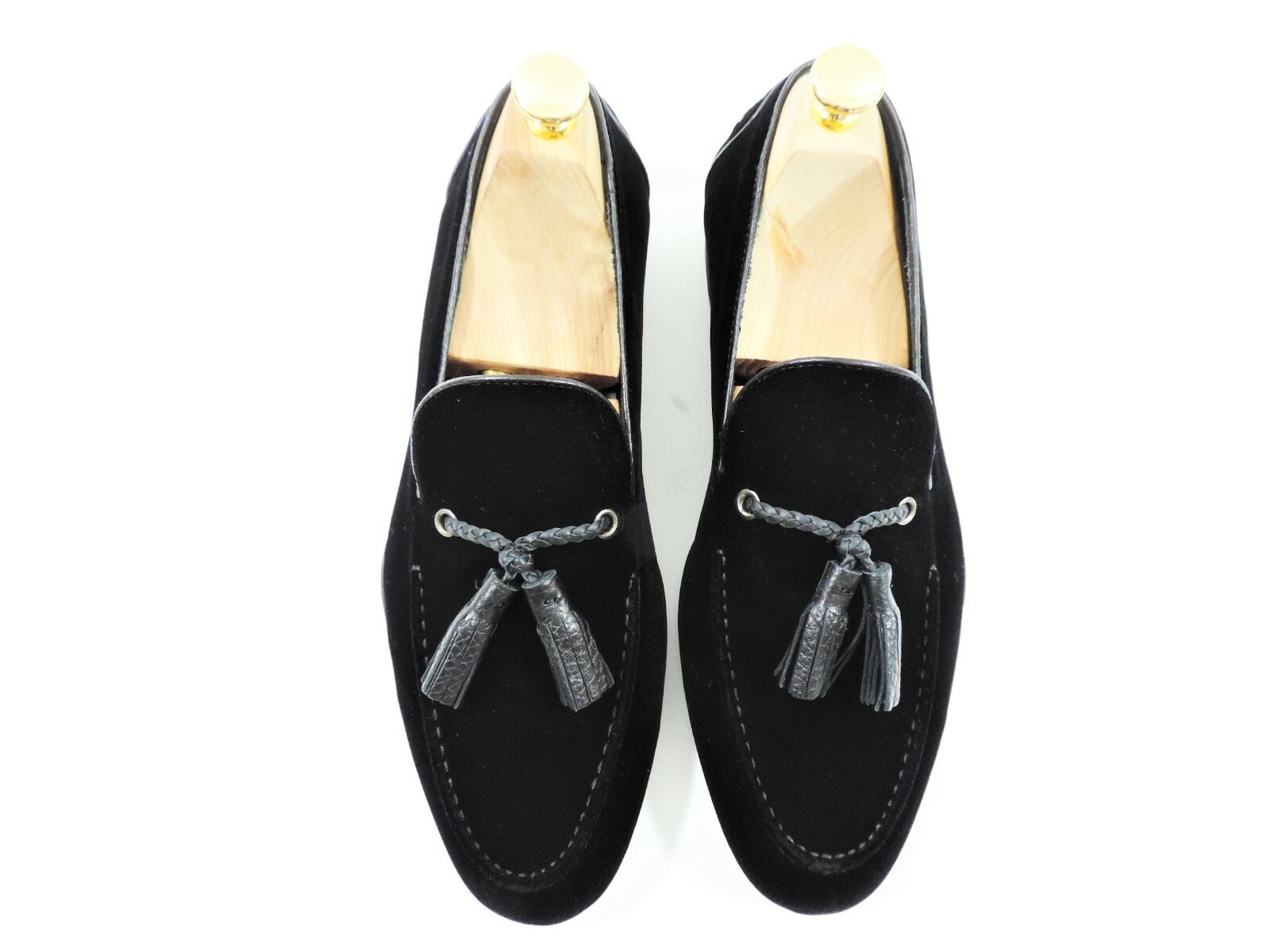 Nuevo Harrys Of London Zapatos Hombre Terciopelo Negro Penny Mocasines GB 6 Eu 7