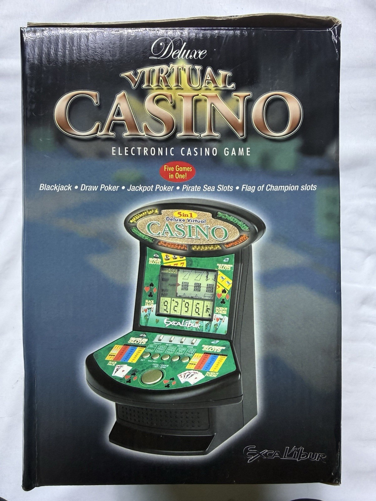 Virtual Machine Sign Deluxe 5 in 1 Virtual Casino Mini Arcade Machine Game Table Top ...