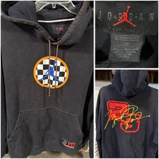 Vintage NIKE AIR JORDAN Jumpman Pullover Hoodie Sweatshirt Sz L Y2K Double Side