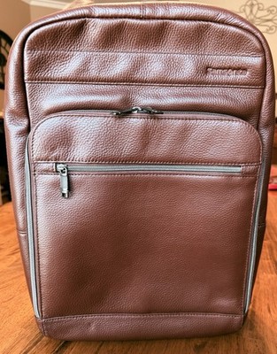 Samsonite - Classic Leather Slim Backpack holds up to 2 15'' Laptops - Brown- New
