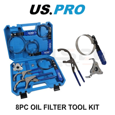 US PRO Tools 8-teiliges Öl-/Kraftstofffilter-Ausbauschlüssel-Set verstellbare Zangenriemen