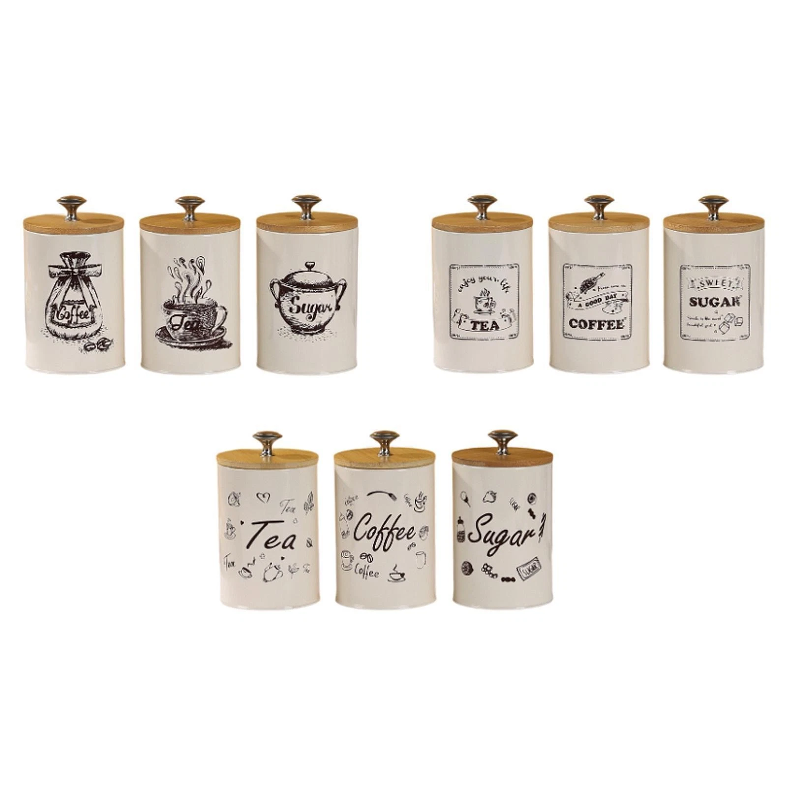 3x Coffee Tea Sugar Containers Set Kitchen Canisters Organizer Simple Jars
Opens in a new window or