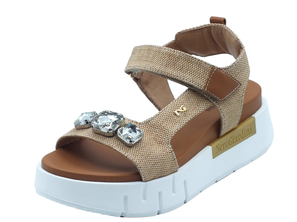 Sandali da Donna Bueno Fascia Intrecciata Marrone Chiaro