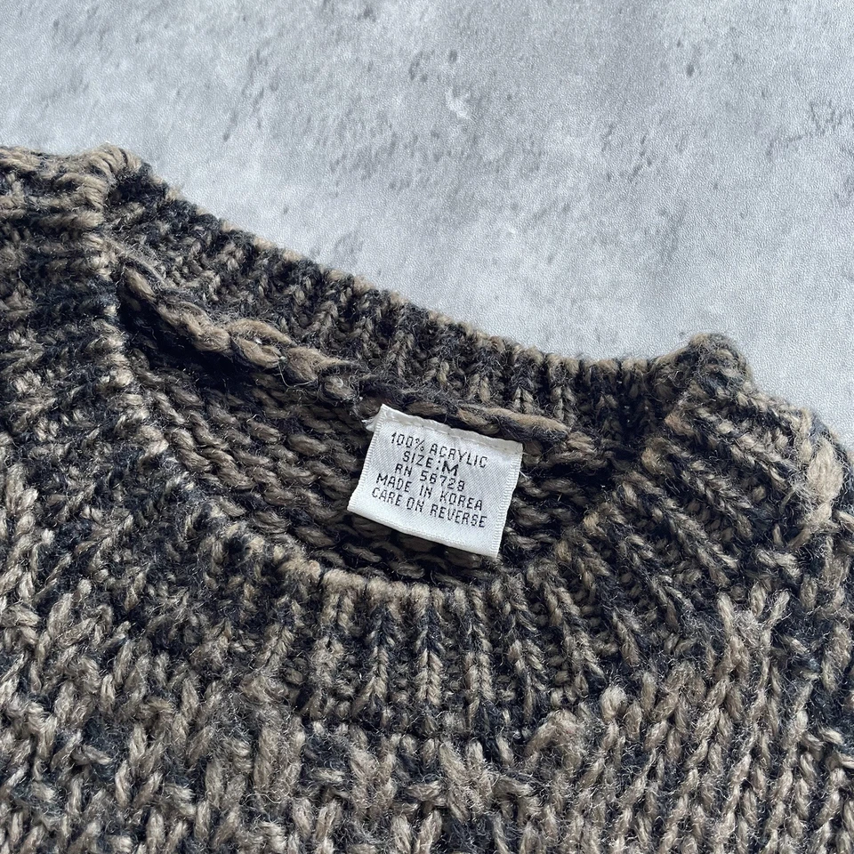 Suéter Tejido Marrón Geométrico Años 80 De Colección Para Hombre Talla M Hecho en Corea Grueso Tejido Foto 4 de 4