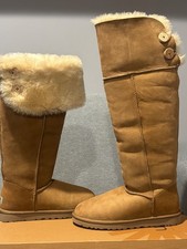 UGG Bailey Button Over the Knee Chestnut Suede Fur Boots Womens Size 8 *NIB*