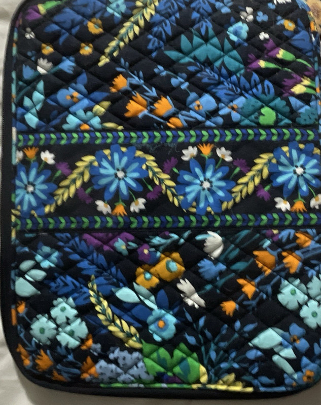 Vera Bradley Midnight Flowers Floral Cotton Padded Zip-Around 15in Sleeve