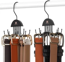 ZEDODIER 2 Pack Belt Hanger Rotatable Belt Organizer, Space Saving Belt Rack wit