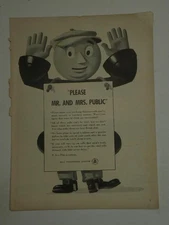 Magazine Ad* - 1943 - AT&T / Bell System - World War II - Please Mr.&Mrs. Public