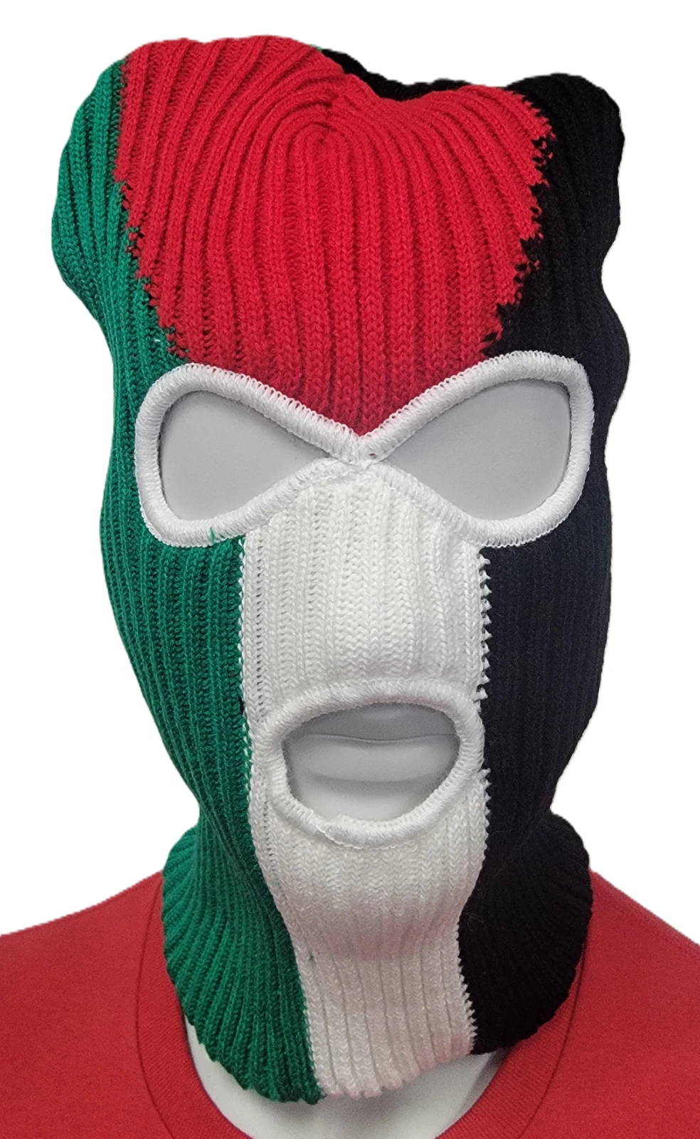 Palestinian Flag Balaclava, Knit Ski Mask (Pan African Flag Colors)