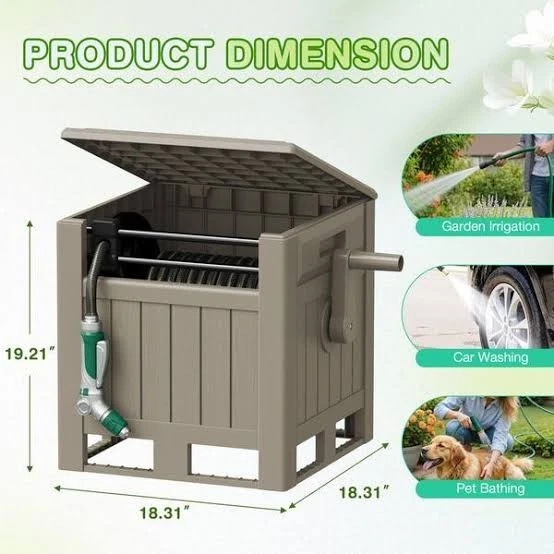 Outdoor Garden Resin 160 ft. Slide Trak Hideaway Hose Reel Gray - Image 4 of 4