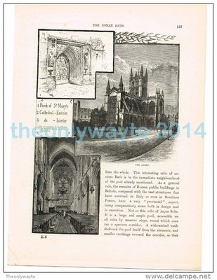BAD, 3 SZENEN BADEABTEI, WILTS, BUCHILLUSTRATION (DRUCK), 1882