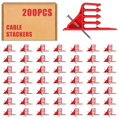 200Pcs Cable Stackers, Cable Staples Clips with Steel Nails, Electrical Wire ...