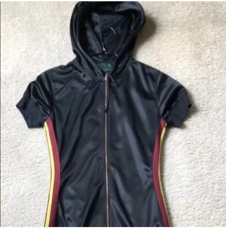 vintage jean paul gaultier Black Athletic Zip Up Hoodie Dress Size FR 42 (XS/S)