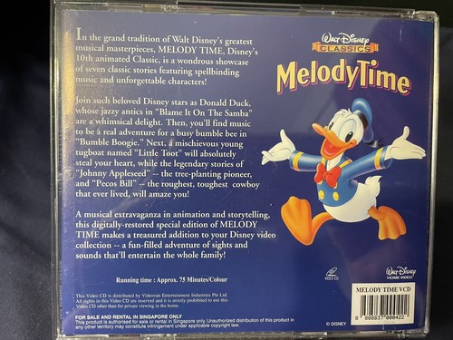 Melody Time Disney Movies VCD Kids Movies VCD Video CD RARE - Photo 3/3