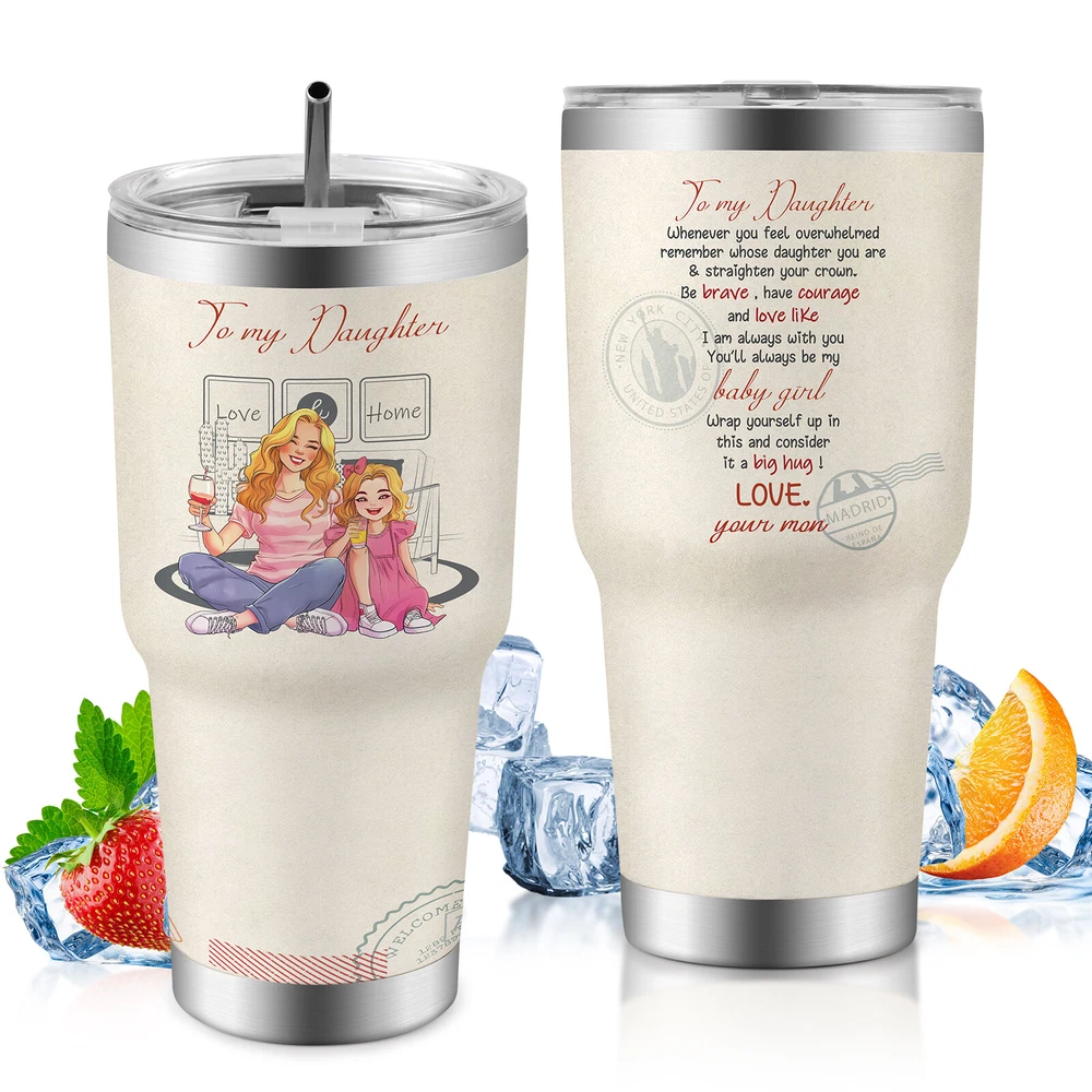 Tumbler Stainless Steel Straw, Anniversary Birthday Gift 30oz Car Cup
