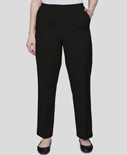 Alfred Dunner Womens Black Classics Twill Pull-On Pants Size 10