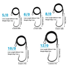 Shark Rig Stainless Steel Fishing Hook  400LB Nylon Coated Cable Leader Rigging