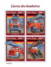 2019 Guinea-Bissau FIRE ENGINES & TRUCKS Firefighting Vehicles Stamp Sheet #33
