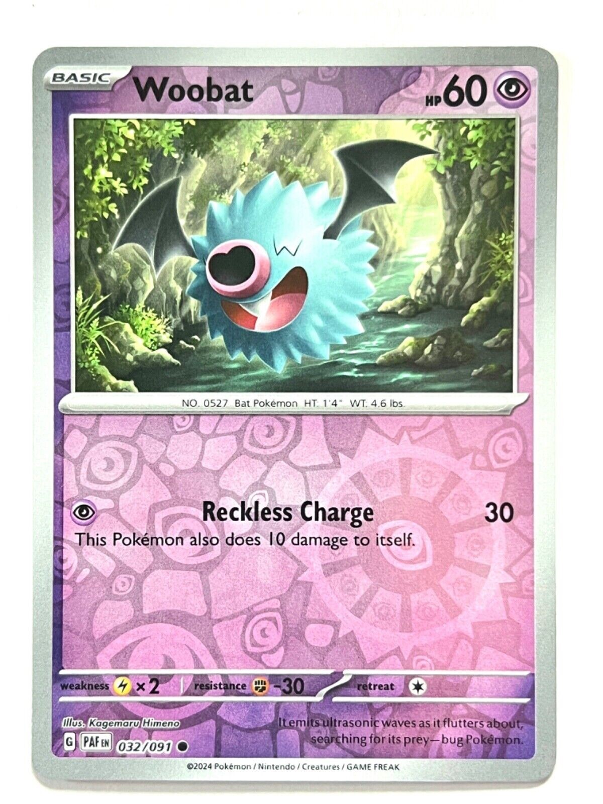 Woobat - 032/091 - Reverse Holo - Paldean Fates - NM/M