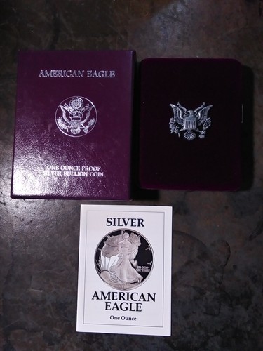 1992 ASE AMERICAN SILVER EAGLE Proof Dollar Box & COA NO Coin