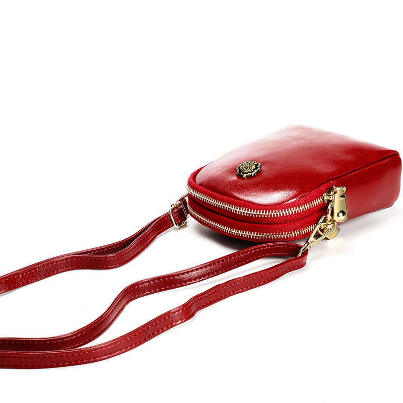 Genuine Leather Women's mini Crossbody Bag Vintage Shoulder Bag Double