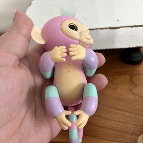 Lot of 2 Monkey Fingerlings Pink & A Striped One WowWee Interactive Toys