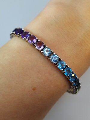 Rainbow Multicolor Ombre Natural Sapphire Tennis Bracelet