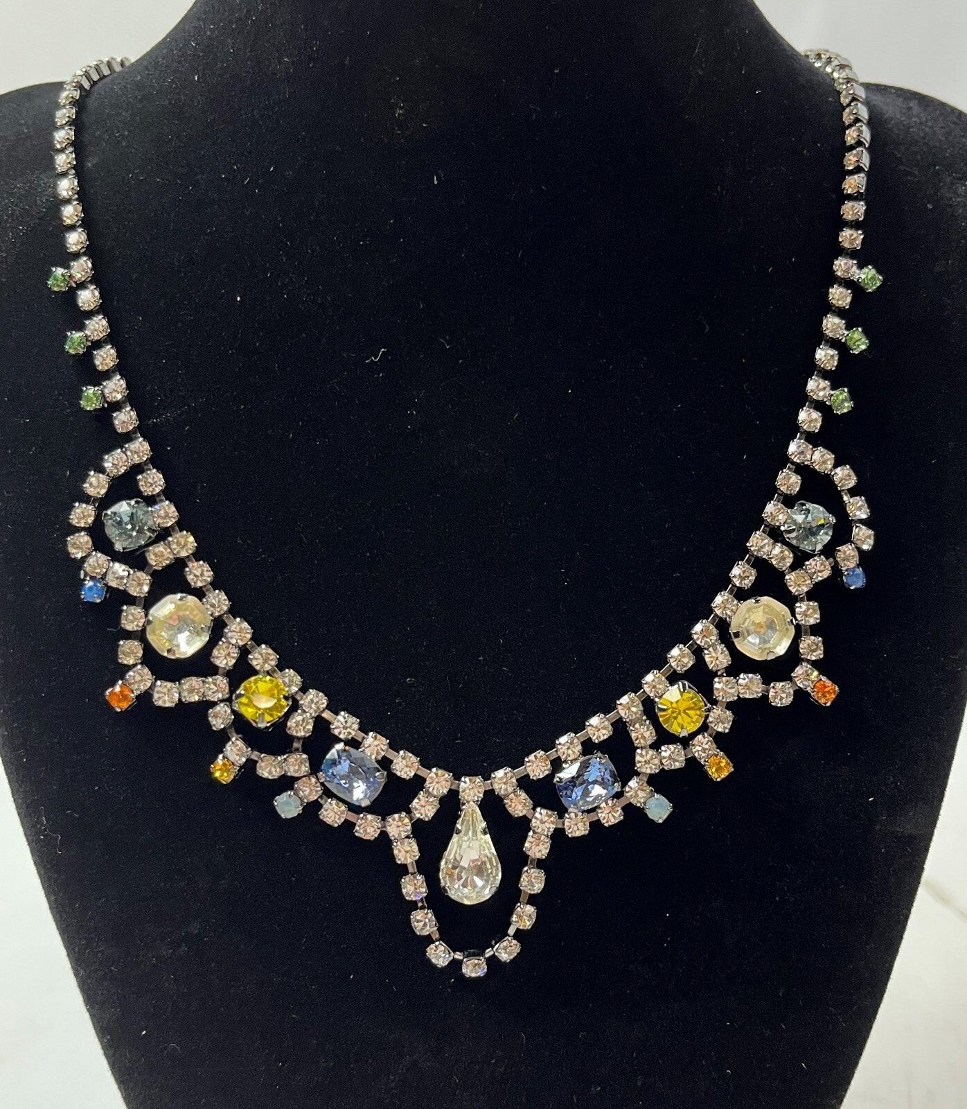 Tova Vintage Inspired Crystal Necklace, Multi Colored Crystals, MSRP
