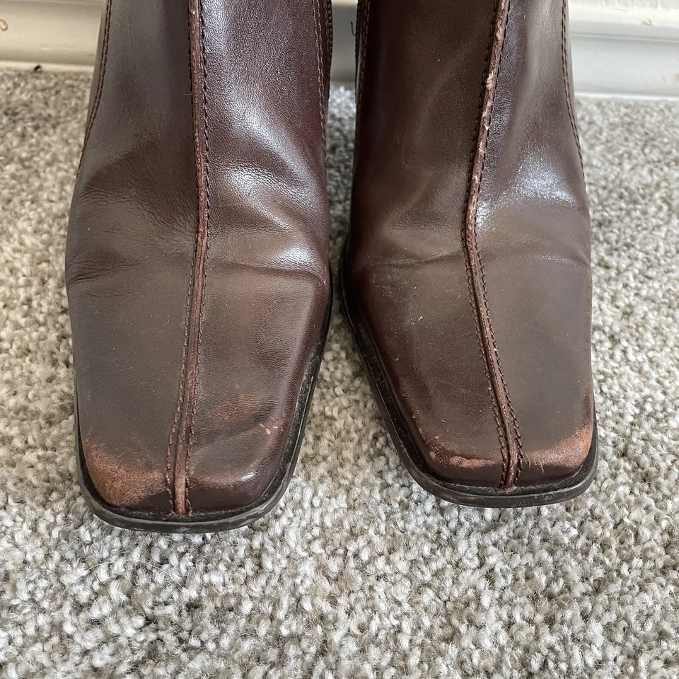 Botines Vintage Diba Puntera Cuadrada Años 90 Y2K Mujer’s 9 Marrón Cuero Western Boho Foto 3 de 4