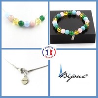 Set Armband Halskette Perlen Aquamarin + Rosenquarz + Achat GrößE Person
