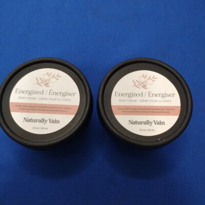 2 Naturally Vain Energized Energiser Essential Oil Body Cream 3.5oz/130ml