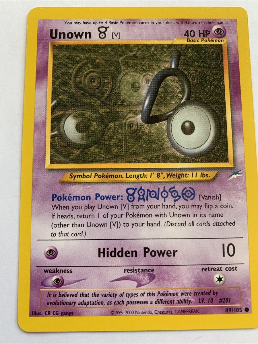 UNOWN V - 89/105 - Neo Destiny - Common - Pokemon Card - NM
