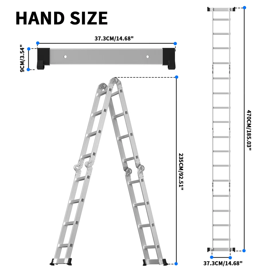 2.6m-5m portatile Heavy Duty Multiuso Alluminio Scala Telescopica Allungabile - Immagine 2 di 4
