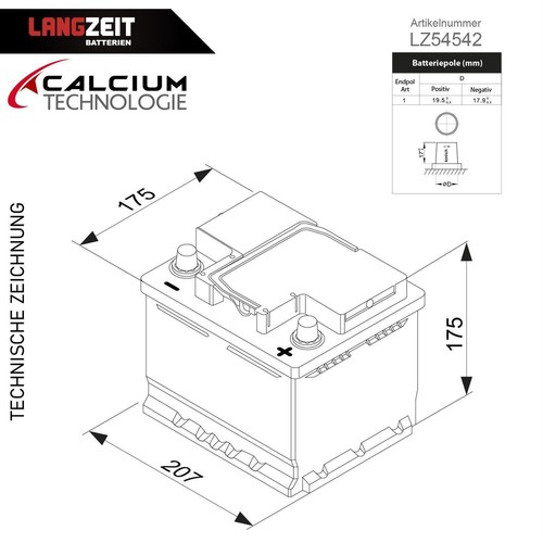 Autobatterie 45Ah 12V Citroën Dacia Ford Opel Peugeot Renault VW statt 44Ah 42Ah - Bild 5 von 5