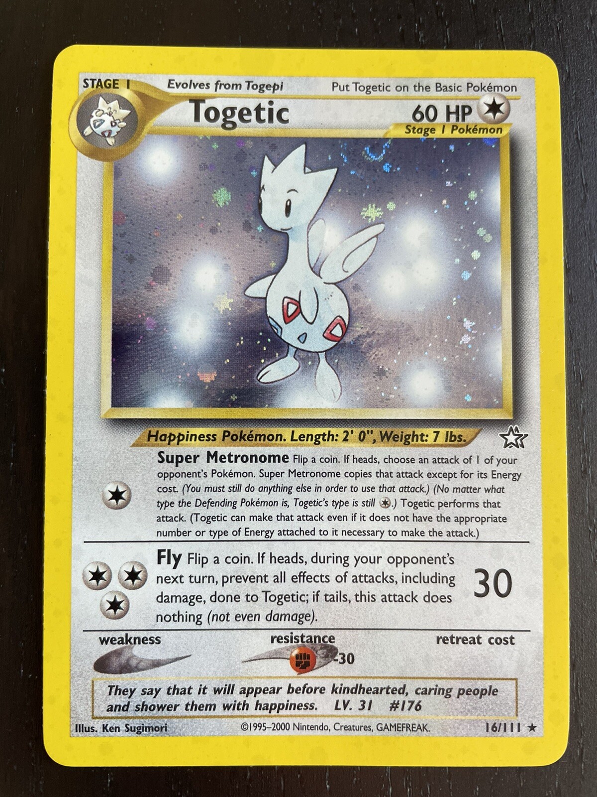 Pokemon Card - Togetic - Neo Genesis 16/111 - PSA GRADE MINT - HOLO SWIRL