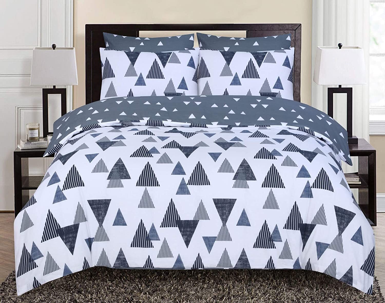 Linen Zone 100 Cotton Duvet Cover Set Carefree (Tri Grey, Super