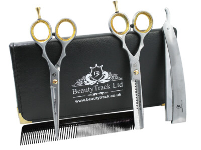 5,5'' Pro Barber Friseur Ausdünnung Schere Set Straight Cut Hals Rasierer Kit