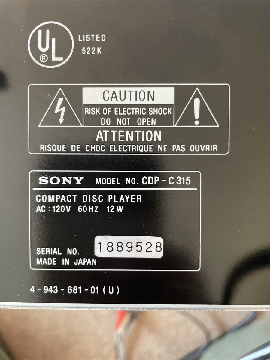 Sony CDP-C315 High Density Linear Converter CD Player 5 Disc