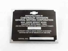 Data Plate For Vintage Chevy Cheverolet1927-53 Fit For Data Plate For Vintage Chevy Cheverolet1927-53 Fit For
