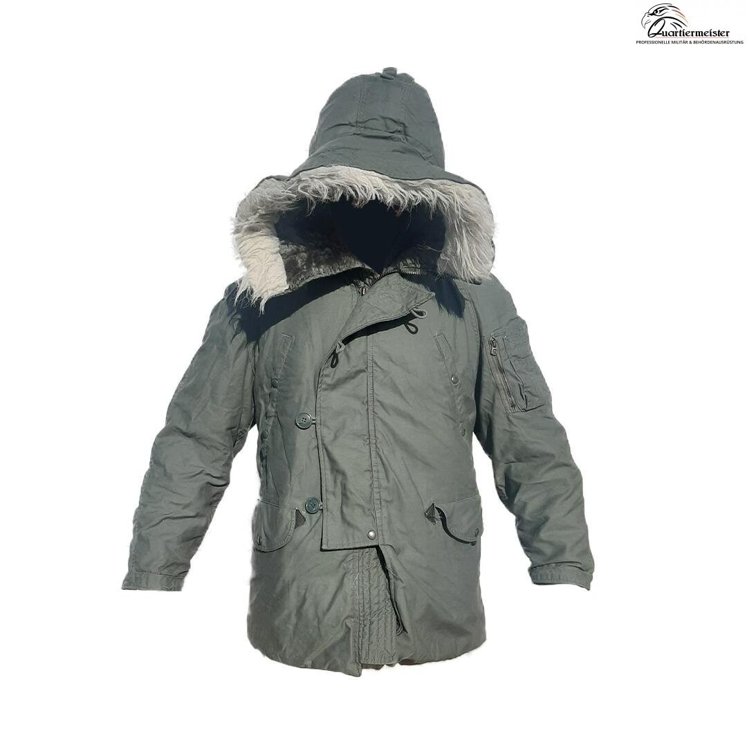 Parka Style US Army N-3B Pour Temps Extrêmement Froid - Taille S, Vert - Occasion Avec Quelques Traces (manches, Taches)