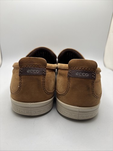 ECCO Collin Mens Size 7-7.5 US / 41 EU Tan Leather Perforated Top Slip On Shoes - Picture 4 of 13