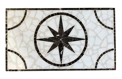 19.75 x11.25'' Marble Floor Tile Mosaic  Medallion. Brown & White Star.