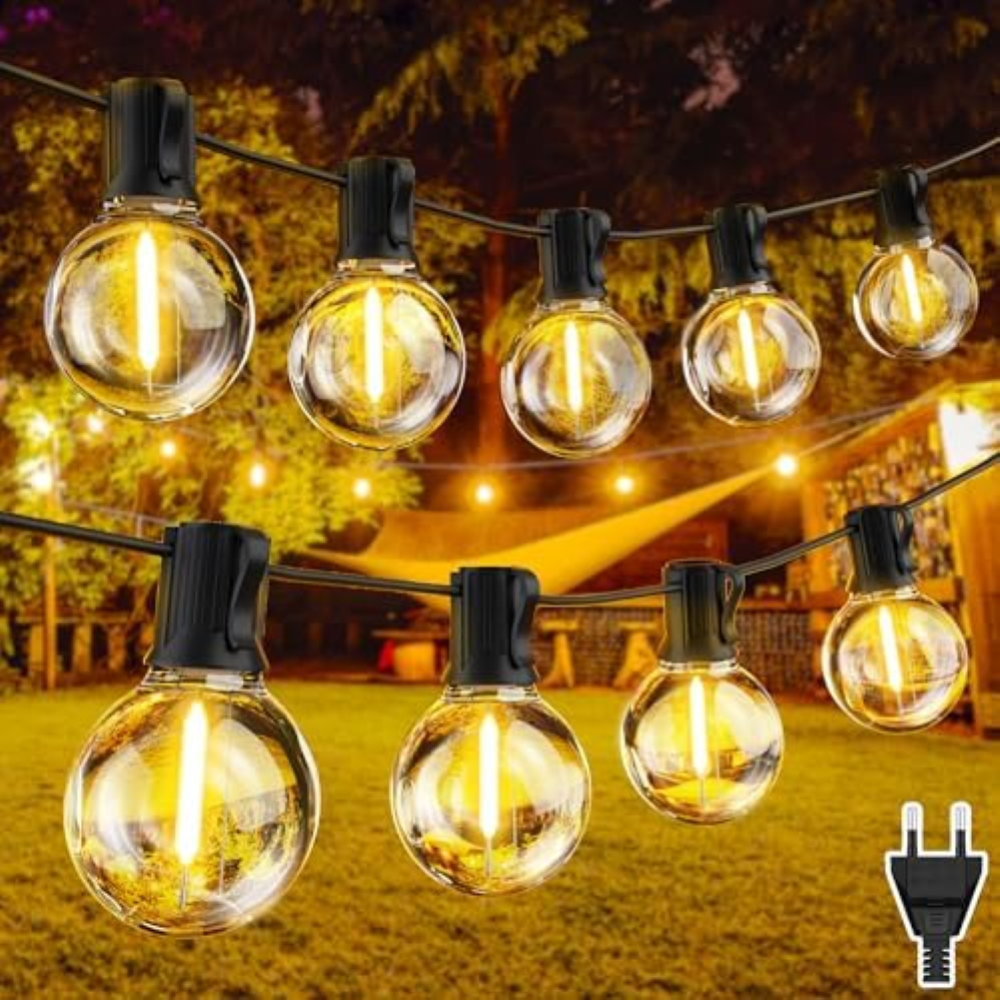 Catena Luminosa Esterno LED, 15M G40 Luci da Esterno Giardino LED, Catena Luci E