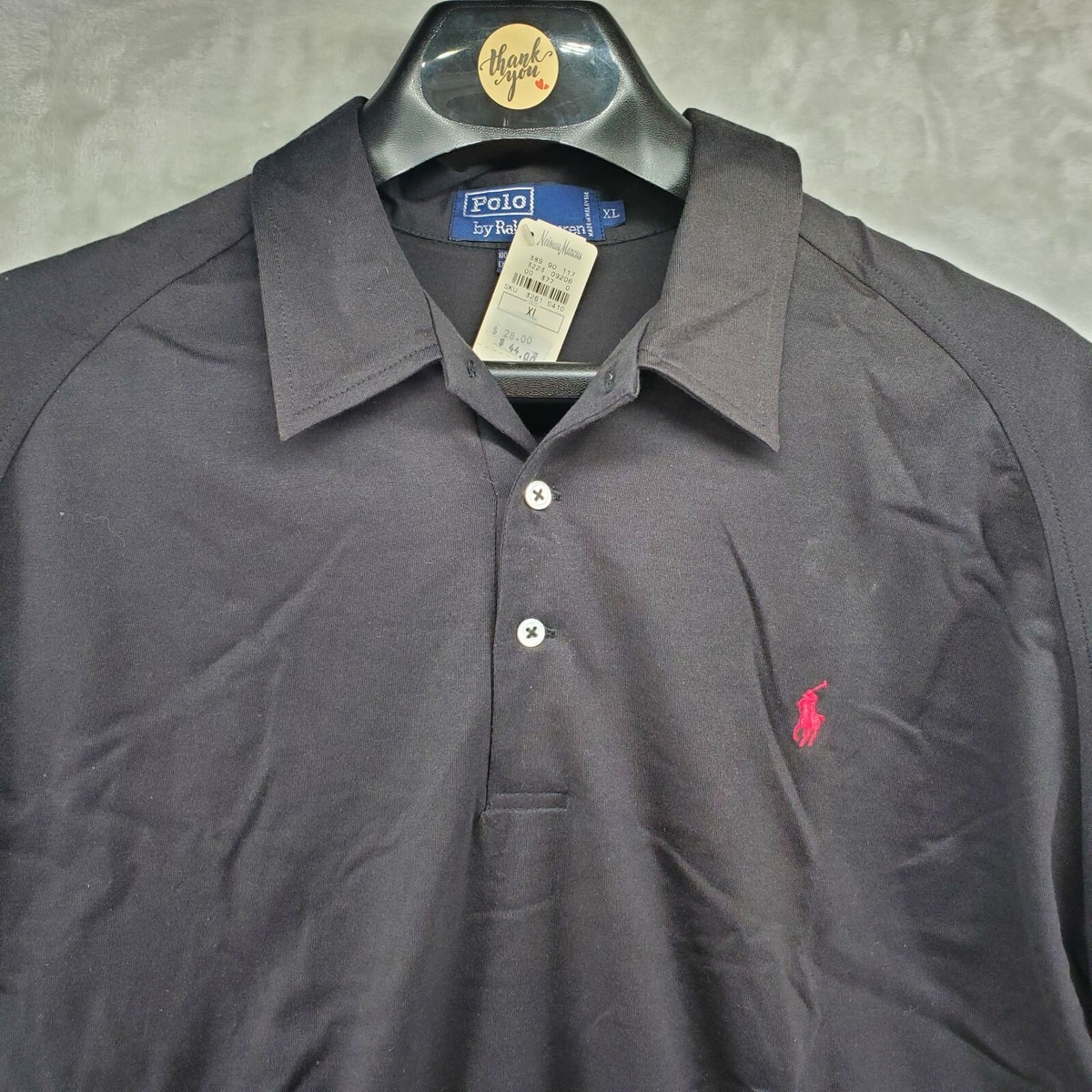 New NWT Vintage Polo Ralph Lauren Solid Black Polo Shirt